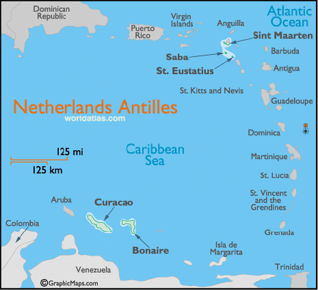 mapa do caribe holandês